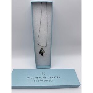 Touchstone Crystal by Swarovski Silver Tone Move‎ Along Black Stone Necklace